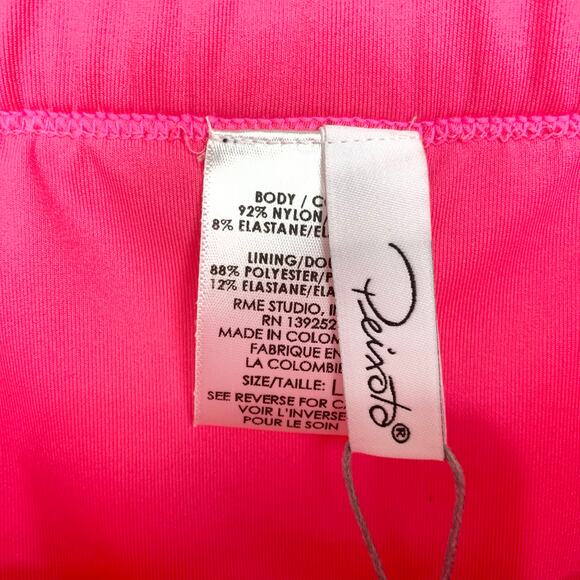 Peixoto Womens One Shoulder 2 Piece Bikini Swim Suit Pink Ribbed Fabric Trim XL - Picture 14 of 15